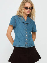 Ellix Button Up Top Blue Denim